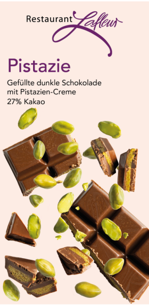 Gefüllte dunkle Schokolade mit Pistazien-Creme 75g
